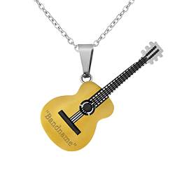 Hanessa Personalisierte Kette mit Gravur Edelstahl 45-60 cm mit Anhänger Gitarre in gold - Personalisierte Halskette für Männer und Frauen - Personalisierter Schmuck Damen Herren von Hanessa