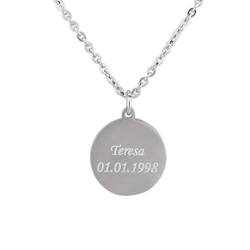 Hanessa Personalisierte Kette mit Gravur Edelstahl 50 cm mit Anhänger rund in silber - Personalisierte Halskette für Männer und Frauen - Personalisierter Schmuck Damen Herren von Hanessa