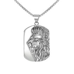 Hanessa Personalisierte Kette mit Gravur Edelstahl 55 cm mit Anhänger Dog Tag mit Affe in 3D in silber - Personalisierte Halskette für Männer - Personalisierter Schmuck Herren von Hanessa