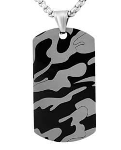 Hanessa Personalisierte Kette mit Gravur Edelstahl 70 cm mit Anhänger Dog Tag Erkennungsmarke in silber schwarz - Personalisierte Halskette für Männer Frauen - Personalisierter Schmuck Damen Herren von Hanessa