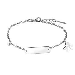 Hanessa Personalisiertes Armband mit Gravur Mädchen 925 Silber Länge 19 cm | Individuelle Geschenke Kinder mit Wunschgravur | Personalisierte Armbänder mit Namen von Hanessa