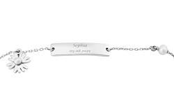 Hanessa Personalisiertes Armband mit Gravur Mädchen 925 Silber Länge verstellbar 17,5-19 cm | Individuelle Geschenke Kinder mit Wunschgravur | Personalisierte Armbänder mit Namen von Hanessa