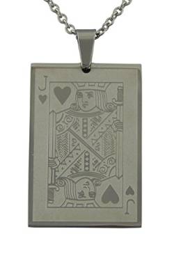 Hanessa Schmuck für Männer Edelstahl Herren Halskette Spiel Herz Bube Poker Skat Black Jack Card KartenGeschenk zu Weihnachten für den Freund / Mann von Hanessa
