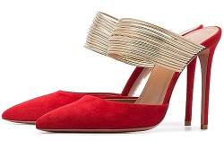 Hanfike Bequeme Damen Geschlossen High Heels Slip-on Abend Hochzeit Pumps Rot EU 40 von Hanfike