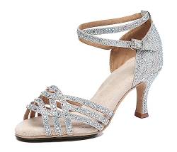 Hanfike Demen Hochzeitsschuhe Schuhe Strass Abend Party Sandalen L357 with 3" Absatz Silber EU 40.5 von Hanfike