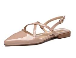 Hanfike Sling Pumps Damen Flach Sommer Bequem Slingpumps HL003 Nude EU 37 von Hanfike