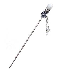 HangErFeng Hair Stick 925 Pure Silver Hairpin Chinese Elements Hetian Magnolia Inlaid Hairpin (Silver) von HangErFeng