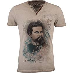 Hangowear Herren Herren T-Shirt mit Ludwig II beige, Beige, L von Hangowear