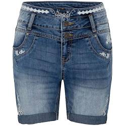 Hangowear Trachtenjeans Yonna Long-Shorts | Jeans mit Stickereien im Trachten-Stil | Skinny Damen Gr. 38 von Hangowear