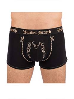 hangOwear Boxer-Short Wuider Hirsch, Trachtenunterwäsche schwarz, Geschenkidee für Männer (M) von Hangowear