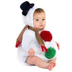 Kleinkind Baby Jungen Mädchen Set Langarm Weihnachten Weihnachten Cosplay Kostüm Schneemann Fleece Hoodie Strampler Overall und Schal Anzug Schneeanzug Damen Einteilig (White, 3-6 Months) von Hangpei