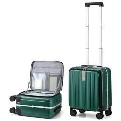 Hanke Koffer Trolley Handgepäck Koffer, 20 Zoll Hartschalenkoffer Groß Leicht Obere Vordere Öffnung Spinner TSA-Schloss und 4 Rollen, Micro-Diamond Textured Design,100% PC Koffer-Dunkelgrün von Hanke