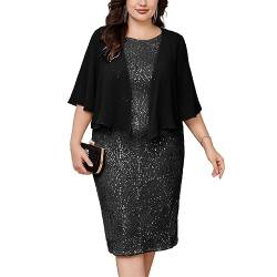 Hanna Nikole Damen Große Größen Elegante Pailletten Festliche Kleider Glitzerstretchy Abiballkleid Schwarz 54 von Hanna Nikole