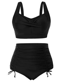 Hanna Nikole Female Plus Size Strand Mode Swimmwear Crossover Bikini Sets Triangel Bikinihose Schwarz 46 von Hanna Nikole