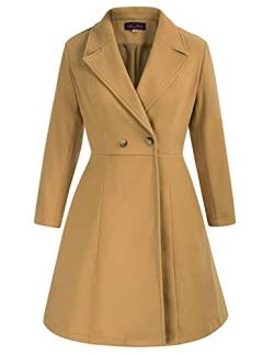 Hanna Nikole Große Größen Wollcoat Basic Lapel Collar V-Neck Wollmantel Kamel 50 von Hanna Nikole