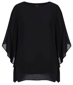 Hanna Nikole Large Size Chiffon Shirt Cold Shoulder Hemd Elegant Lang Oberteile Longtops Black 52 von Hanna Nikole