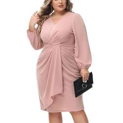 Hanna Nikole Womens Plus Size Lantern Sleeves Party Dress Bridesmaid Dress Club Dress Pink 22 Plus von Hanna Nikole