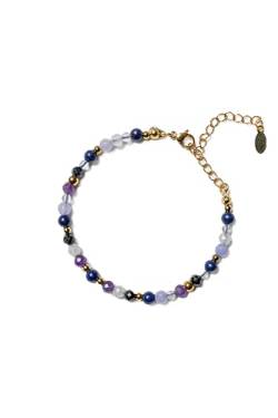 Hannah Store Jungfrau Amethyst Saphir Lapislazuli Premium Sternzeichen Armband mit Natursteinen eleganter Damen Schmuck verstellbares Naturstein Armband mit mehrfarbigen Edelsteinen von Hannah Store