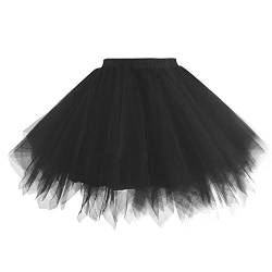 Hanpceirs Damen 1950er Vintage Tüll Petticoat Rock Ballett Bubble Tutu, XXL, Schwarz von Hanpceirs