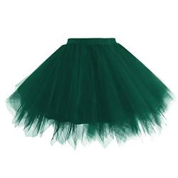 Hanpceirs Damen Karneval Kostüm Tüllrock 1950er Vintage Tüll Petticoat Rock Ballett Bubble Tutu Dunkelgrün XL von Hanpceirs