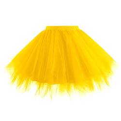 Hanpceirs Damen Karneval Kostüm Tüllrock 1950er Vintage Tüll Petticoat Rock Ballett Bubble Tutu Golden 2XL von Hanpceirs