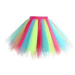 Hanpceirs Damen Karneval Kostüm Tüllrock 1950er Vintage Tüll Petticoat Rock Ballett Bubble Tutu Regenbogen 2XL von Hanpceirs