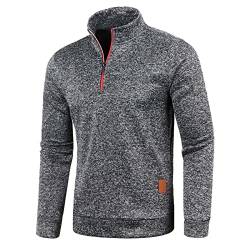 Half Zip Pullover Herren Ohne Kapuze Männer für Solid Arbeitspullover Oversize Winter Sport Arbeitspullover Sweater Men Herren Pullover mit Reißverschluss für Wärme im Winter von Hanraz