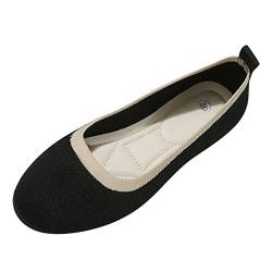 Hanraz Ballerinas Damen Weiss, Bequem Balerinaschuhe Sportlich Stoffballerinas Damen Schwarz Strick Ballerinas Damen Spitze Klassische Sommerschuhe Freizeitschuhe von Hanraz