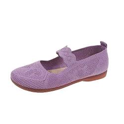 Hanraz Ballerinas Slip: Flach Sommerschuhe Stricken Strickschuhe Ballerinas Sommerschuhe Damen Bequem rutschfest Flache Schuhe Balerinaschuhe von Hanraz