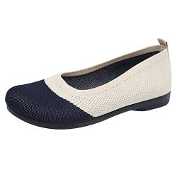 Hanraz Strick Ballerinas Damen, Sommer Sommerschuhe rutschfest Strick Ballerinas Damen Spitze Flache Schuhe Für Damen Schwarz Elegant Balerinaschuhe Sportschuhe von Hanraz