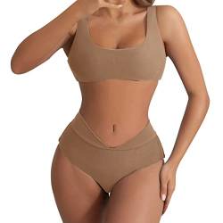 Hanraz Zweiteiliger Badeanzug Badeanzug Badeanzüge Gepolsterter Bikini mit Blumenmuster Badebekleidung Bauchweg für Mollige von Hanraz