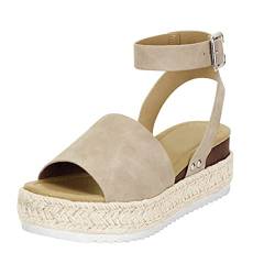 Sandalen Damen Elegant Damen Sommer Damen Plateau Sommerschuhe Sommer Flach Slide Strandsandalen von Hanraz