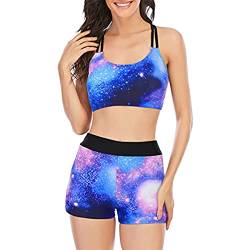 Tankini Set mit Hot Pants Einfarbig Bikini Badeanzug Badeanzug Damen bauchweg Einteiliger Badeanzug,für D bis G Tasse (12-Dark Blue, M) von Hanraz