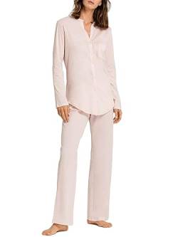 HANRO Damen Cotton Deluxe Pyjama 1/1 Arm Zweiteiliger Schlafanzug, Rosa (Crystal Pink 071334), 44 (Herstellergröße: M) von Hanro