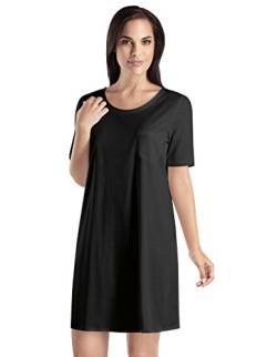 HANRO Damen Nachthemd 1/2 Arm 90 cm Cotton Deluxe Nachthemd, Schwarz (black 0019), 38/40 (Herstellergröße: S) von Hanro