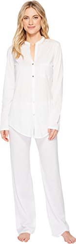 HANRO Damen Pyjama 1/1 Arm Cotton Deluxe (0101 white), Gr. M von Hanro