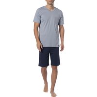 HANRO Herren Pyjama blau Jersey-Baumwolle unifarben von Hanro