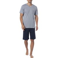 HANRO Herren Pyjama blau Jersey-Baumwolle unifarben von Hanro