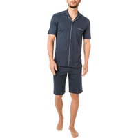 HANRO Herren Pyjama blau Jersey-Baumwolle unifarben von Hanro