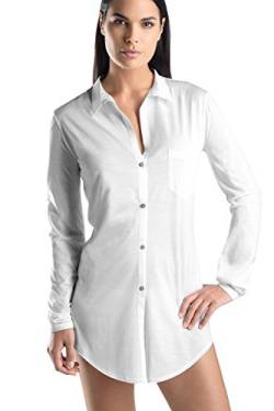 Hanro Damen 1/1 Arm 90 cm Cotton Deluxe Nachthemd, Weiß (white 0101), 42/44 (Herstellergröße: M) von Hanro