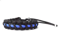 HanseCharms Paracord Armband-Thin Blue Line-Polizei-Männer, Frauen, Kind Armband-Verstellbar, 3 Breiten (1,5 cm Breit - Paracord Typ II, L = 19-24 cm) von HanseCharms