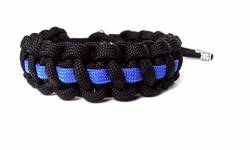 HanseCharms Paracord Armband-Thin Blue Line-Polizei-Männer, Frauen, Kind Armband-Verstellbar, 3 Breiten (1,7 cm Breit - Paracord Typ III, L = 19-24 cm) von HanseCharms