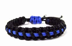 HanseCharms Paracord Armband-Thin Blue Line-Polizei-Männer, Frauen, Kind Armband-Verstellbar, 3 Breiten (1 cm Breit - Paracord Typ I, L = 19-24 cm) von HanseCharms