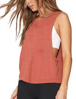 Damen Trainieren Fitness Tanktops Abgeschnitten Ärmellos Fitnessstudio Yoga Betrieb Sportlich Hemden Orange S von Hanyomo