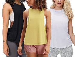 Damen Trainieren Fitness Tanktops Abgeschnitten Ärmellos Fitnessstudio Yoga Betrieb Sportlich Hemden Schwarz Weiß Gelb M von Hanyomo