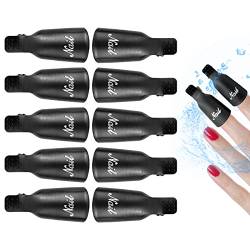 Hanyousheng Nagellackentferner Clips, Nagel Clips,10 Stück Schwarz Nagelclips, Nagel Klammer, Nails Art ​Gel Cap, Soak Off Clip Cap UV Gel poliermittel Entferner Wrap Nail Tool von Hanyousheng