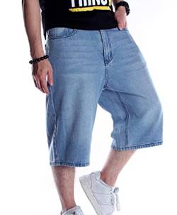 Herren Hip Hop Denim Shorts Baggy Fashion Street Dance Rock Rap Hose Skateboard Denim Shorts blau L von HanzhuoLG