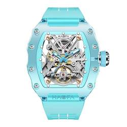 Haofa Kristall Automatische Mechanische Uhr für Herren Luxus Farbige Hohluhr Wasserdicht Leuchtend Selbstaufzug Herrenuhr 72 Gangreserve 2203 (White Purple) von Haofa