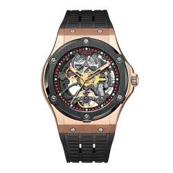 Haofa Mechanische Uhr Herren Hohl wasserdicht Automatische Armbanduhr Herren Saphir leuchtende Business-Sportuhr Automatik-Armbanduhr Uhr Mode für Herren 1913 Roségold von Haofa