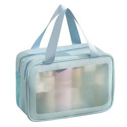Doppelschichtige wasserdichte Make-up-Tasche, Tragbar mit Erhöhter Kapazität, Nass-Trocken-Trenn-Kulturbeutel für Reisen (Blue) von Haofy